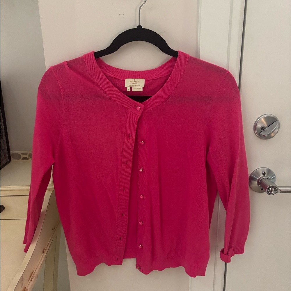 kate spade Vibrant Pink Crewneck Cardigan